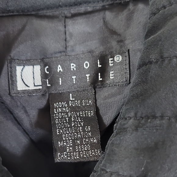 Carole Little 100% Silk Button Up Jacket Size L Floral Sequin Quilted Rose Lined - Picture 5 of 16